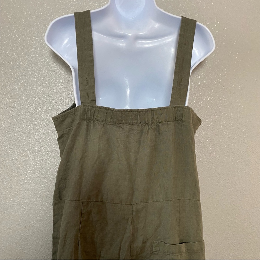 Everlane Olive Green Button-Front Linen Jumpsuit - Picture 6 of 8